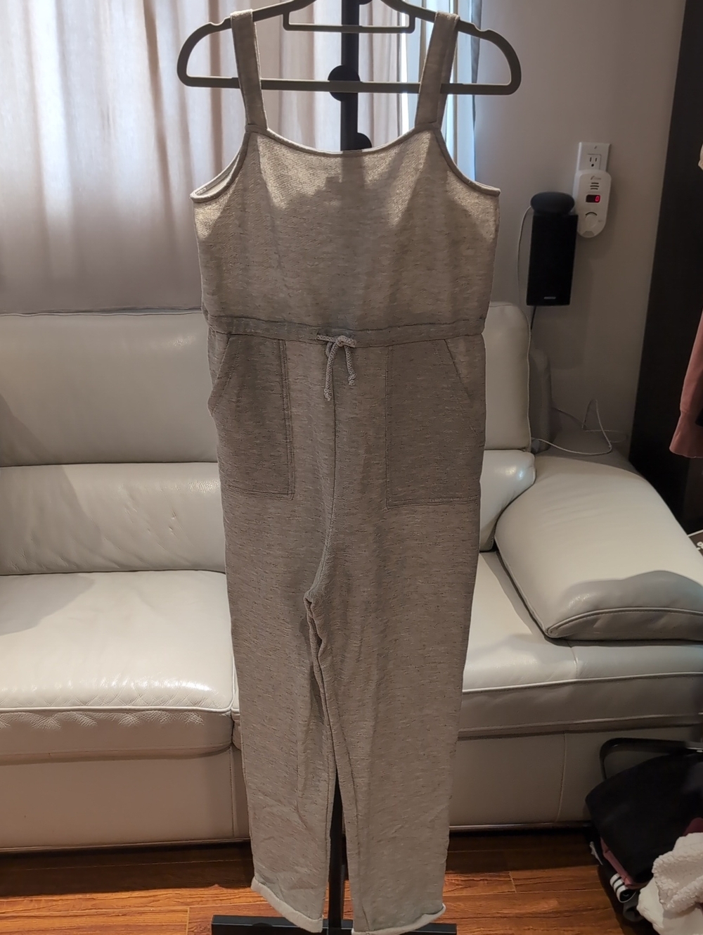 Women's Sleeveless Knit Jumpsuit Romper - Neutral Light Gray